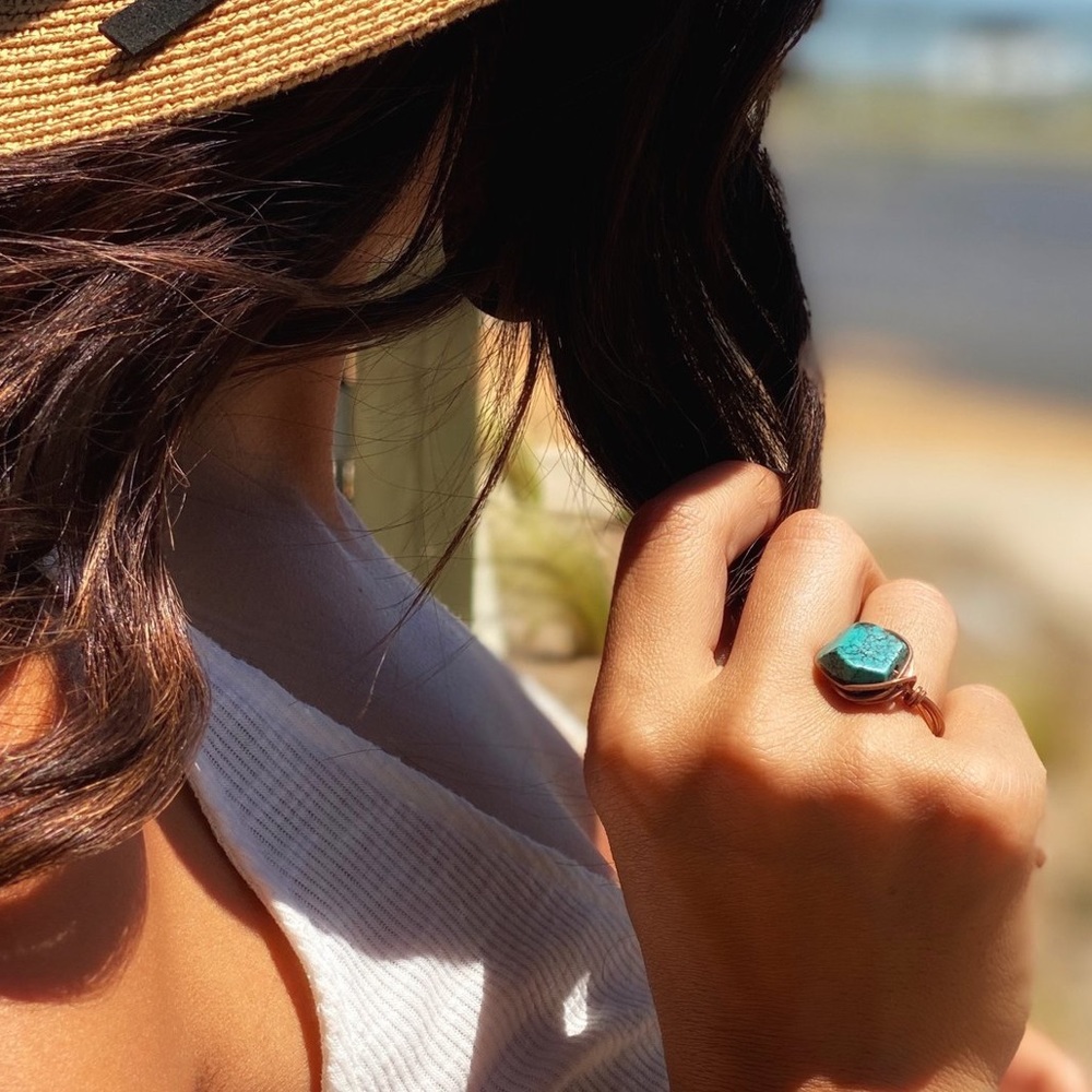 STATEMENT BOHEMIAN STONE WIRE RING-COPPER - Picture 3 of 4